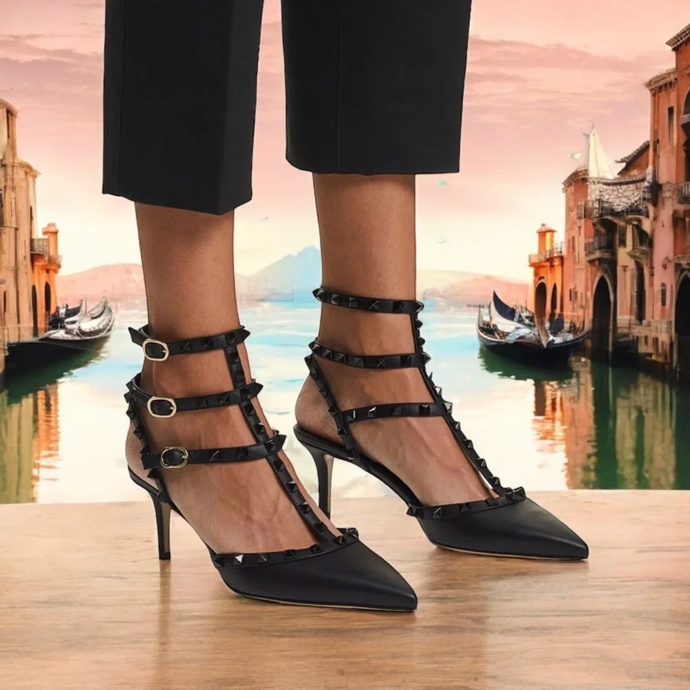 NWOB Valentino Garavani Rockstud Caged Sandal Pumps Size 39 $1190 - Picture 4 of 7